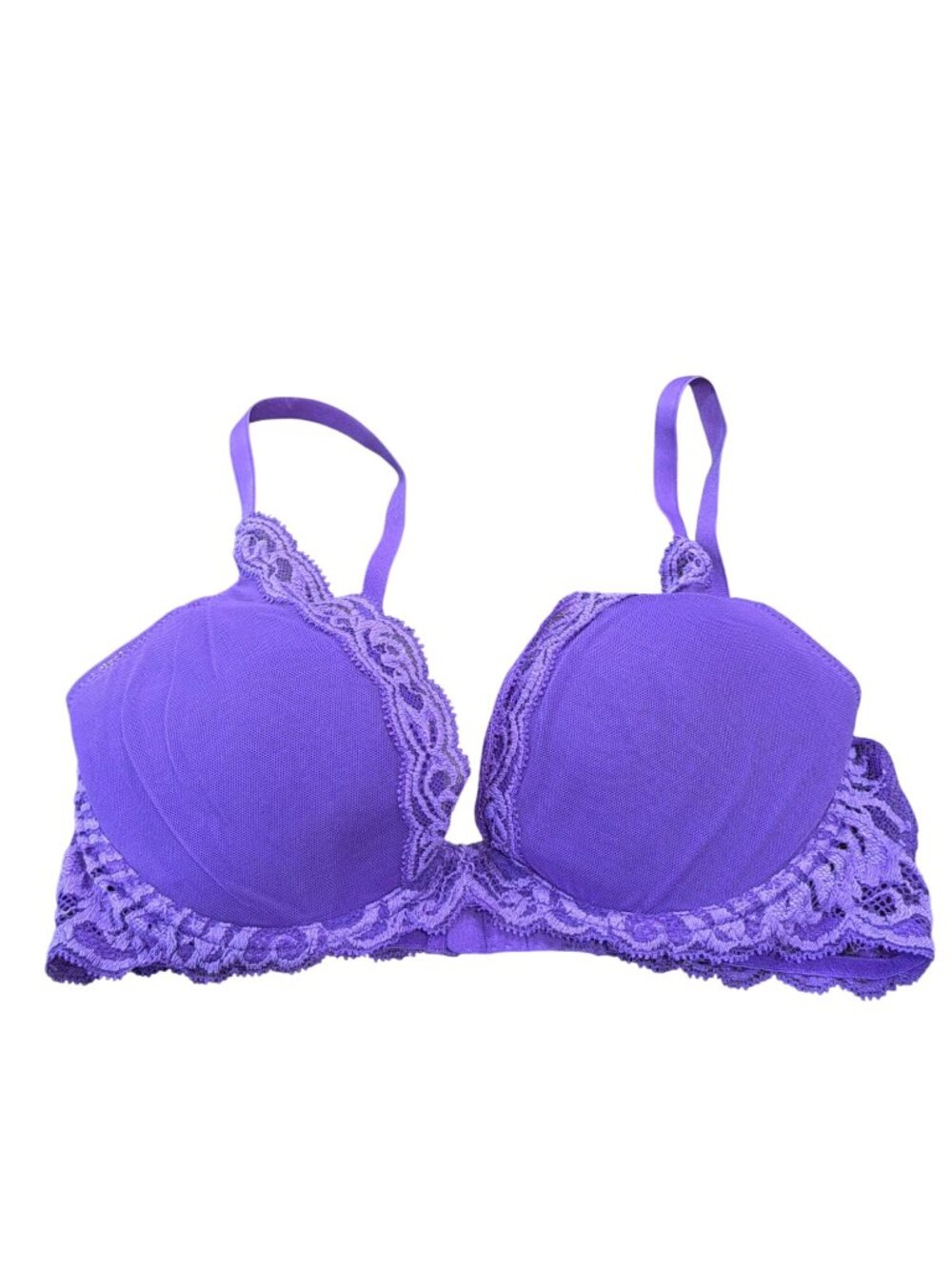 Natori 14010 Purple Lace Underwire Bra 34C Adjustable Straps Mesh Fabric